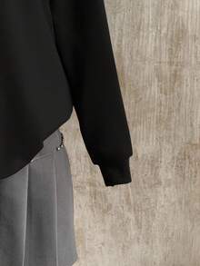 Attitoon Áo khoác nữ dáng rộng in hoa, cổ cao, khóa kéo nửa thân, chất liệu nhẹ, thích hợp cho mùa thu/đông. - màu đen - Xem 7