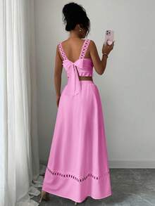 Elenzga Women's Elegant Ruffled Romantic Vacation Music Festival 2 Pieces Set