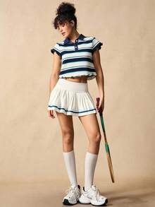 VARSIVA Women's Casual Colorblock Striped Short Sleeve Polo Shirt, Summer - Multicolor - View 4