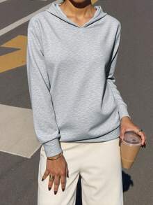 SHEIN Unity Letter & Butterfly Print Drop Shoulder Hoodie BEAUTIFUL Miracles Happen Every Day Life Is Not Always Dark Live The Life You Most Want Try To Do What You Want To Do Most What You Want Will Come Graduation,Back To School,Graduation,Teacher For Women,Back To School Pullover Fall Sweatshirt - Light Grey - View 1