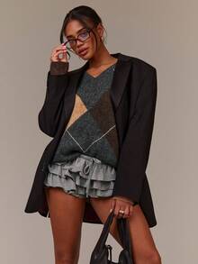 Athîral 女士休闲拼色拼布毛衣，秋冬 - 彩色 - 查看 4