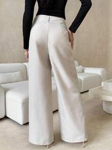 Lavishia Modische und vielseitige Damenhosen mit weitem Bein in Unifarbe, geeignet für den Arbeitsweg