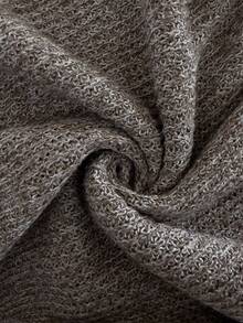 Elaquor Váy len dệt kim tay dài màu trơn cỡ lớn cho nữ vào mùa thu/đông - Màu Khaki - Xem 7