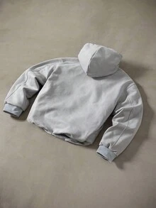 Manfinity Roghcode Manfinity Streetrush Men's Solid Color Hooded Casual Zip-Up Grey Jacket, Fall Winter - Light Grey - View 2