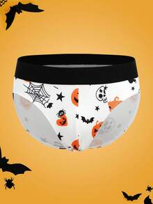 3 sztuki męskich bokserek z nadrukiem dyni na Halloween, różne kolory - Wielokolorowe - Zobacz 5