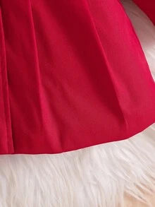 SHEIN Baby Girls' Faux Fur Collar Bow Decor Trench Coat, Autumn/Winter Fall - Multicolor - View 6