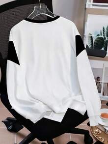 LOONEY TUNES X SHEIN Full-Print Casual Cartoon & English Letter Graphic Crew Neck Long Sleeve Sweatshirt For Women, Comfortable For Autumn/Winter