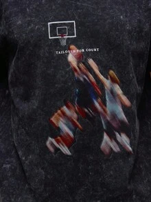 Musero Short Sleeve Oversized Graphic Tee Large Front Artwork Print /Winter - Black - View 6