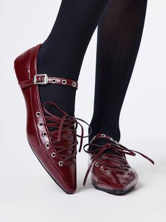 Goth Zapatos de mujer de punta cerrada tipo Mary Jane, estilo punk gótico rock, punta puntiaguda, correa cruzada sexy, zapatos planos formales para el trabajo, Halloween