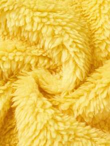 SpongeBob SquarePants | SHEIN 男婴卡通大脸刺绣毛绒腰带睡袍，秋冬家居服 - 黃色 - 查看 6