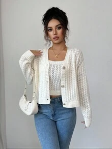 Selianne 2pcs Women's Elegant Minimalist Sweater Set, Autumn/Winter - Apricot - View 3