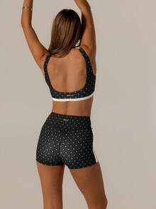 Aralina 休闲装对比波尔卡圆点套装可爱夏季短裤和可爱夏季上衣完美的机场装，适合女性和 7 月 4 日 - 黑與白 - 查看 2