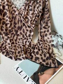 Modelyn Áo cánh tay dài cổ chữ V họa tiết da báo thanh lịch và thời trang dành cho nữ - Nhiều màu - Xem 5