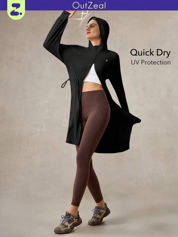 OutZeal Women UV Protection UPF50+ Quick-Dry Drawstring Waist Long Sun-Proof Jacket Daily Casual