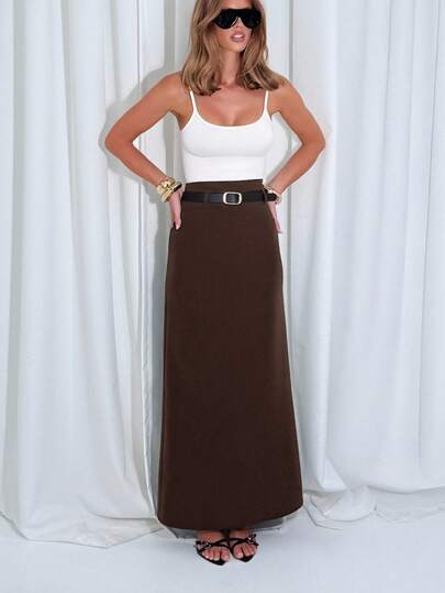 AiiRZ 高级长裙高腰优雅办公室正式长裙腰带环秋冬商务专业定制及地晚装