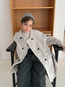 DAZY 男童纯色落肩长袖双排扣休闲外套，秋冬季