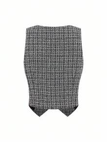 Ellevyn Completo di gilet e pantaloni a quadri monopetto da donna, adatto per insegnanti, pendolarismo e uso quotidiano - nero - Visualizzare 2