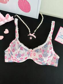 PetitDoll Áo ngực ren vá có gọng mềm mại, thoải mái cho nữ - Nhiều màu - Xem 1