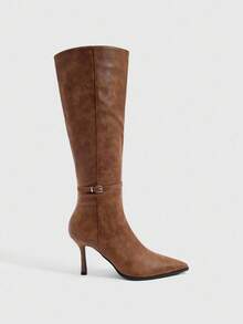 CUCCOO SZL Giày bốt cao gót mũi nhọn Cuccoo, cao đến đùi, gợi cảm dành cho nữ - màu nâu - Xem 3