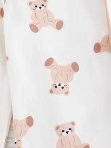 Cozy Pixies 2 pièces Ensemble pyjama bébé garçon avec cardigan en tricot à col rabattu motif ours de bande dessinée et pantalon large à taille élastique