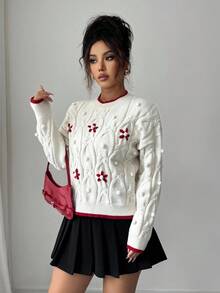 Elenzga Suéter de cuello redondo de manga larga y uso versátil para mujer