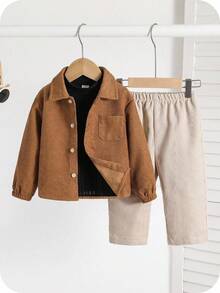 SHEIN Bộ 3 áo nhung kẻ dễ thương đa năng mùa thu/đông cho bé trai, áo len dài và quần dài, thích hợp cho tiệc sinh nhật, tiệc tối, biểu diễn, đám cưới, tiệc chào đón em bé, lễ rửa tội, lễ kỷ niệm sinh nhật lần thứ 1 Bộ trang phục mùa thu cho bé trai nhung kẻ Bộ trang phục nhung kẻ - Nhiều màu - Xem 4
