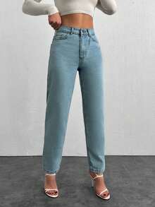 Cottnline Quần jean ống suông cho mẹ bầu 100% cotton - Rửa nhẹ - Xem 4