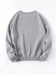 INAWLY Letter Graphic Thermal Lined Sweatshirt Fall Cloth For Women - Light Grey - View 2