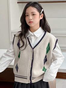 DAZY Tween Girls Knitted Sweater Vest - Apricot - View 5