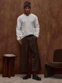 Musero Quần ống rộng lửng có chi tiết khóa cài, kiểu dáng thu đông/xuân hè. - màu nâu - Xem 5