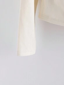 GlowEve Áo thun dài tay raglan co giãn ôm sát, chất liệu cao cấp, họa tiết hoa 3D tối giản, màu mơ, đa năng và tinh tế, thích hợp cho công sở. - Màu be - Xem 4