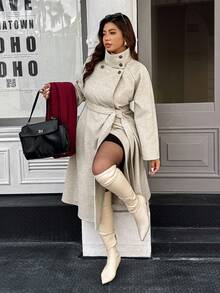 Easura Abrigo de talla grande de unicolor, de moda y versátil para otoño/invierno