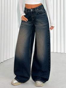 EURMUSE JEANS FEMME TAILLE BASSE JAMBE LARGE