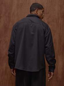 Musero Men Long Sleeve Oversized Button Through Front Chest Pocket Detailing Shirt Fall/SPRING SUMMER Clothes Basics - Black - View 2