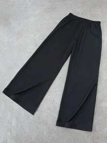 ROMWE MEN Street Life Men's Casual Straight-Leg Sweatpants With Contrast Color Patchwork, Street Style - Black - View 2