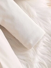 SHEIN 女婴仿毛领蝴蝶结装饰羊毛夹克，秋冬款 - 彩色 - 查看 4