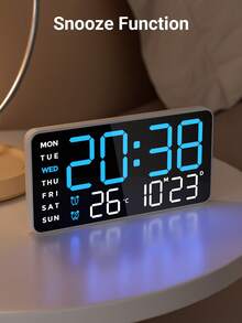 Teckwe Grande horloge murale numérique avec température, calendrier, alarme et veilleuse, grand affichage LED, couleur RVB, horloge pour mur, décoration de chambre, décoration de maison, cadeaux