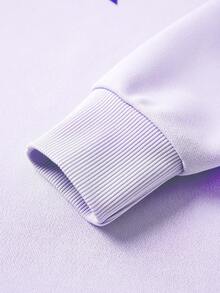 JNSQ Vêtements pour préadolescentes, robe Sweat-shirt ample à col rond et manches longues pour l'automne, robe imprimée de lettres drôles avec ceinture à nœud papillon, convient pour le port quotidien en automne et hiver, les activités extérieures, les vacances, le style de rue, les fêtes et les loisirs - Parme - Voir 7