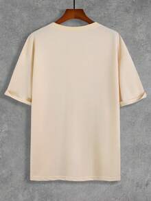 Manfinity Homme Men Solid Round Neck Drop Shoulder Tee For Summer - Apricot - View 2