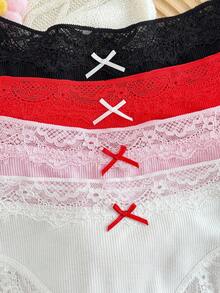 PetitDoll PetitDoll 4 piezas/paquete Bragas de bikini con adorno de encaje para mujer