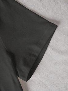 INAWLY 女士T恤/蝴蝶结鬼魂印花/万圣节/刺绣/时尚/时尚T恤/女士休闲宽松圆领上衣/春夏 - 深灰色 - 查看 3