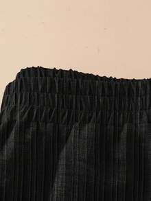 Rusticease 女士休闲黑色波浪纹理长裤，适合秋季穿着，女士阔腿裤，秋季女装，冬季女装，休闲款 - 黑色 - 查看 4