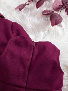 SHEIN 两件套女童优雅紫色无袖连衣裙外套套装，秋冬季 - 中紫紅色 - 查看 4