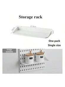 畅销家居用品，Basic Living 1 件壁挂式无钻孔塑料钉板，多种组合套件配件，多功能储物钉板配有各种储物盒和金属挂钩，适用于车库工作台/家庭厨房整理和储物/办公室/工艺室/浴室（28*28 厘米） - 白色 - 查看 14