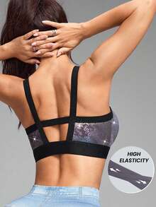 Innovista 时尚性感高弹闪亮运动文胸，适合健身房、休闲室和夜间外出穿着。采用优质柔软面料，配有可拆卸胸垫和可调节肩带，提供舒适的中等支撑。多功能运动服，透气性佳，提供稳固支撑。金属动物闪光训练上衣，适合日常休闲运动、普拉提训练、秋季功能性交叉露背晚宴等场合。 - 彩色 - 查看 2