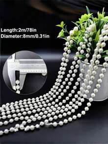 Kit com 2 Cordões de Pérolas Artificiais de Luxo (2m e 10m de Comprimento) | Guirlanda de Pérolas Artificiais, Corrente de Pérolas Redondas para Arco de Casamento, Painel de Fundo, Cortina, Chá de Panela, Festa de Aniversário e Decoração de Festas | Materiais para Artesanato DIY, Corte no Tamanho Ideal sem Desfiar, Reutilizável, Decoração Elegante para Casa | Atacado em Grande Quantidade, Qualidade Premium