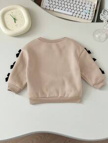 Sudadera de manga larga con lazo lindo y versátil en beige para bebé niña, otoño/invierno - Beis - Ver 2