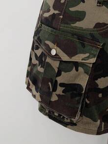 Sunspun Plus Size Camouflage Stretch Mini Cargo Jean Skirt - Multicolor - View 5