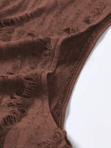 Claim Dot Men's Street-Style Distressed Texture Jacquard Sleeveless Crew Neck Fashion Tank Top - Brown - View 6