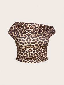 Sweetra Camiseta de manga corta con hombros descubiertos de unicolor para mujer de talla grande, top casual ajustado y sexy para el verano con hombros descubiertos - Multicolor - Ver 3